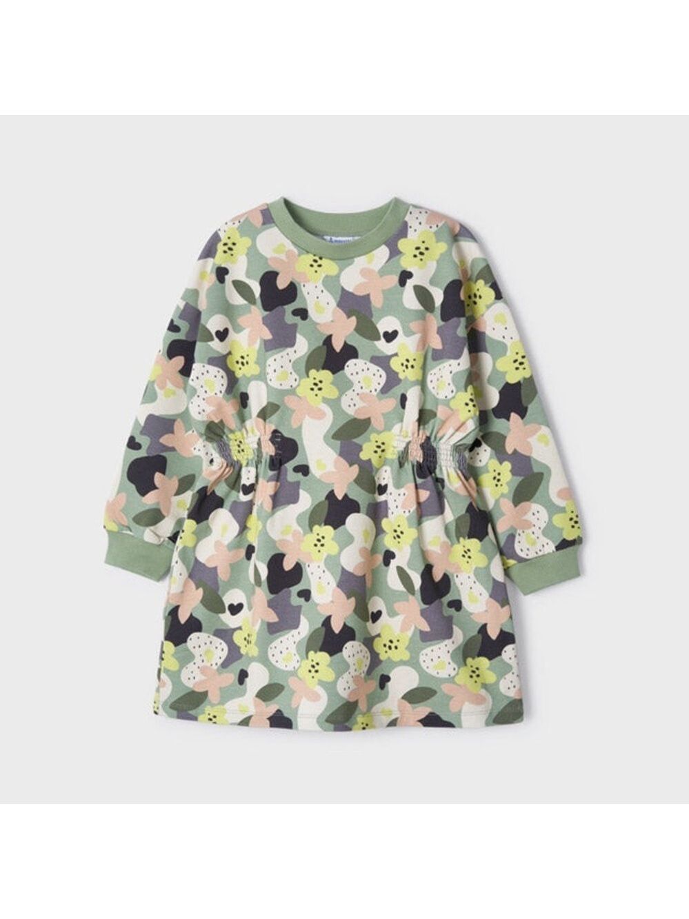 Size 2 Toddler Girl Mayoral Floral Camouflage Kids Dress - Green and Pink